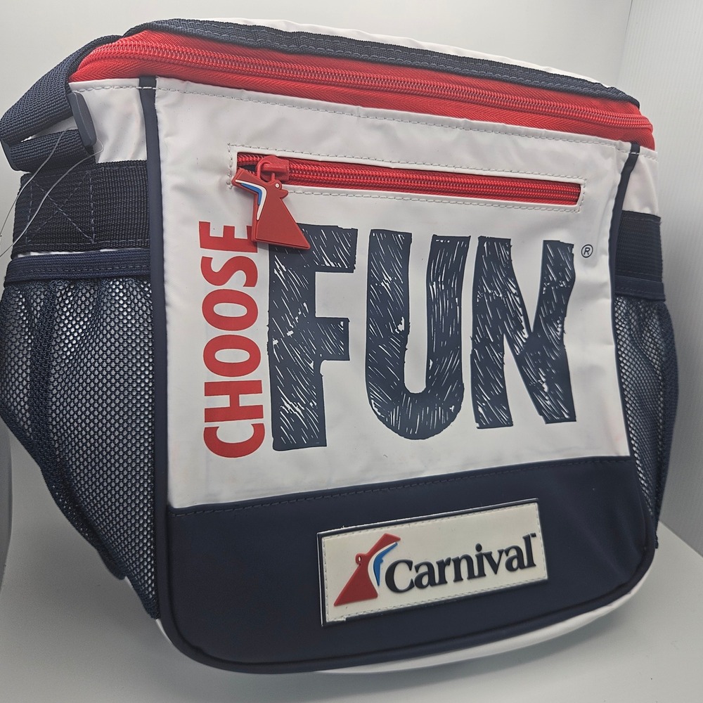 Carnival Cruise Line Choose Fun Insulated Cooler Bag Red White Blue Nautical